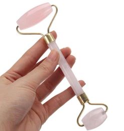 Pink Quartz Facial Relaxation Slimming Toolrose quartz Roller Massager For Face jade massage stone Double Head Massage Roller5535671