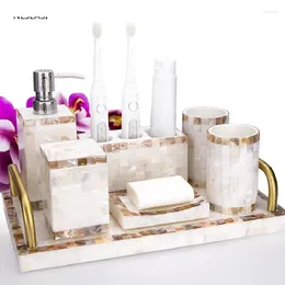 Bath Accessory Set Five Piece Nordic Shell Series Resin Bathroom Accessories Soap Dispenser Toothbrush Holder Gargle Cup Dish Tray