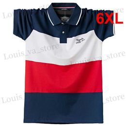 Men's Polos Stripe Polo Shirt Men Big Size 6XL Short Slve Polo Shirts Summer Breathabor Contrast Cotton Tops Plus Size 5XL 6XL T240419