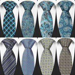 Bow Ties Men's Tie 8CM Neckties Jacquard Woven Stripes Paisley Plaid Dot Formal Classic Business Neck Neckwear For Wedding Party