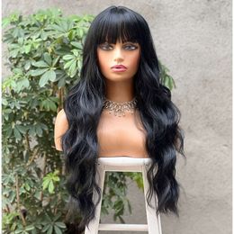 human curly wigs Hair wig womens wig head cover with long curly hair flat or slanted bangs full set wig