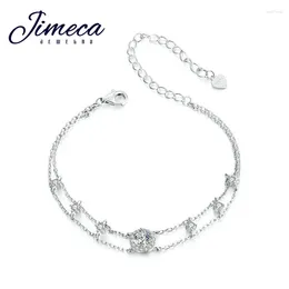 Link Bracelets Moissanite For Women Luxury Sterling Silver 925 Bracelet With 21cm Adjustable Chain And Shiny Charms High Quality