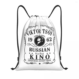 Shopping Bags Viktor Tsoi Drawstring Bag Men Women Foldable Sports Gym Sackpack 1962 Russian Rock Band KINO Training Backpacks