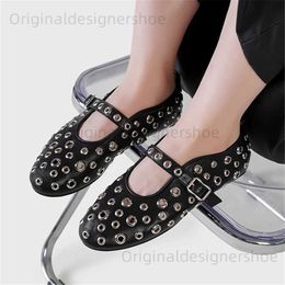 Casual Shoes Irregular Design Women Ballet Flats Hollow Out Dance Shoes Ladies Mary Janes Black Walking Loafers Flat Espadrilles T240419