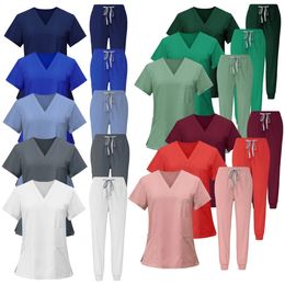 Multicolor Beautician Lab Workwear Solid Colour Beauty Salon Nursing Uniforms Pet Clinic Scrubs Work Clothes Wholesale 240418