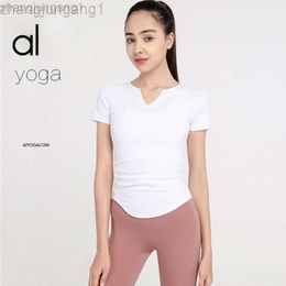 Desginer Aloe Yoga Top Shirt Clothe Short Woman Originspring New Suit Tight High Elasticity Casusports Top Short Sleeve Round Neck T-shirt Womens Fitness