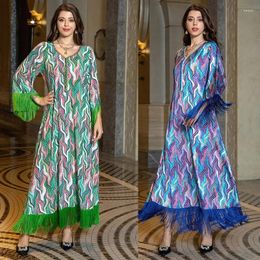 Ethnic Clothing Middle East Arab Dubai Muslim Robe Women's Printed Casual Jalabiya Folk Costume Evening Dresses Abayat Vestido Maxi