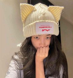 Winter Homemade Minority Design Loverboy Cat Ear Wool Couple Hat Cold Female Autumn and Winter314C27639743065338