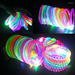 Party Decoration 10/20/30/40/50/60pcs Led Bracelet Wristband Glow In The Dark Favor Supplies Neon Light Up Toys Wedding