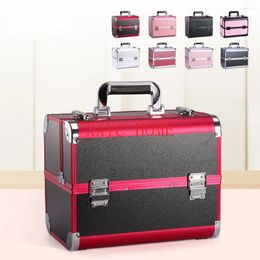 Storage Boxes Makeup Case Women Cosmetic Organizer Aluminum Alloy Professional Box Beauty Tattoo Nail Art Supplies Toolbox Suitcase