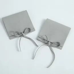 Jewelry Pouches 20pcs Grey Folded Microfiber Velvet Bag Package Presents Bags Can Be Customized