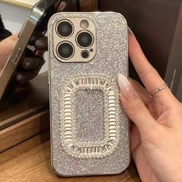 Cell Phone Cases Square buckle water diamond three-dimensional suitable for 14promax phone case full package iPhone 13 new 11 anti drop 12 flash H240419