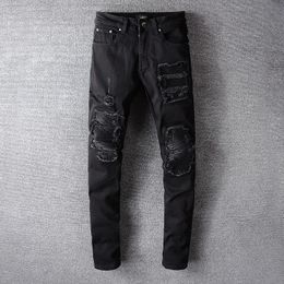 Mens Designer Jeans Distressed Ripped Biker Slim Fit Motorcycle Denim For Men s Top Quality Fashion jean Mans Pants pour hommes 050