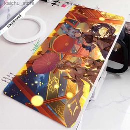 Mouse Pads Wrist Rests Large Gaming Mouse Pad Genshin Impact Mousepad Keyboard For Computers Mousepads Anti-slip Soft Notebook Office Carpet XXL Pads Y240419