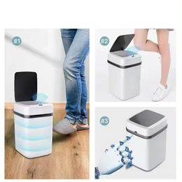 13L Smart Trash Can Bathroom Touch and Pedal Kitchen Garbage Can Waste Bin Dustbin with Lid Bathroom Trash Can