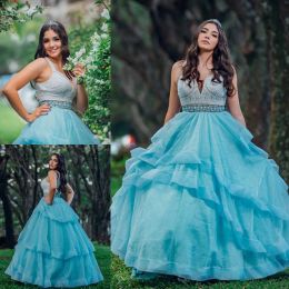 2024 Vintage Quinceanera Dresses Sleeveless Deep V Neck Beaded Sweet 16 Dress Vestidos 15 anos Prom Wear Sexy Hollow Back Party Gowns