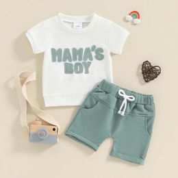 Clothing Sets Toddler Boy Clothes Set For Kids Summer Outfits Fashion Letter Embroidery Short Sleeve T-Shirt With Shorts 2Pcs Children
