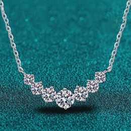 Pendant Necklaces Full Moissanite Diamond Necklace for Women 925 Sterling Sliver with Plated White Gold Neck Pendent Wedding Fine Jewely 240419