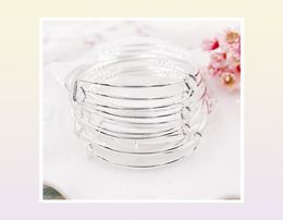 selling silver gold tone expandable wire bangle bracelet for beading or charm bracelets bangle 100 pieceslot whole95101146132781