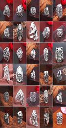 Top Gothic Punk Assorted Skull Sports Bikers Women039s Men039s Vintage Antique Silver Skeleton Jewelry Ring 50pcs Lots Whole3439490
