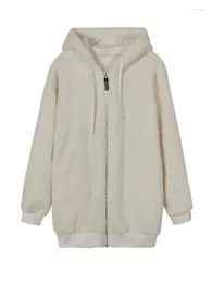 Women's Fur Women Jacket Winter Oversize Loose Plush Zipper Pocket Hooded Coats Coat Promotion Casual Tops Cardigan