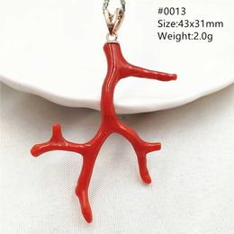 Pendant Necklaces Natural Red Coral Preciou Raw Material Pendant Necklace Women Men Bead Rare Coral Rose Gold Silver Fashion Jewelry AAAAAA 240419