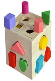 Kid Wooden Block Toys Classic Multi Shape Cube Colour Learn Gift juguetes brinquedos Multifunction box3161273