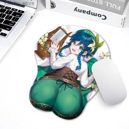 Mouse Pads Bilek Rests Yaratıcı Karikatür Anime Anime 3D Göğüs Silikon Mouse Pad Bilek Destek Desteği Y240419