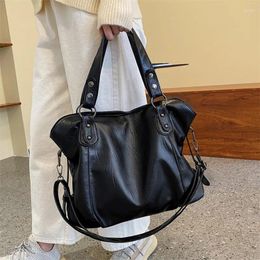 Shoulder Bags Large Capacity Black For Women Shopper Bag Solid Colour Soft Leather Crossbody Handbag Lady Travel Tote