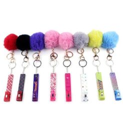 19 Colours Fashion Credit Card Puller Pompom keychains Acrylic Debit Bank C ard Grabber Long Nail Keychain Cards Clip Nails Key Rin5352525