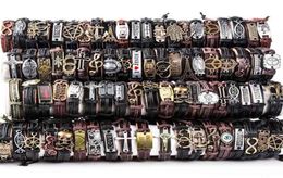 HOQIAGA 100pcs leather bracelets men women Genuine vintage punk rock retro couple handmade cuff wristband whole lots bulk 21038239315