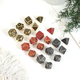 Gemstones 2023 New Style 7pcs Polyhedral Loose Gemstones Dice Set Dungeons & Dragons Metal Dice Set DND Games Customised RPG Dice 8 Colours W