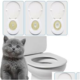 Other Cat Supplies Pet Litter Box Cats Toilet Training Kit Pvc Tray Set Professional Puppy Cleaning Trainer For Seat Drop Delivery Dhwx5