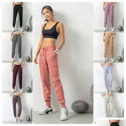 Yoga Outfit Ll Sweatpants Leggings For Woman Designer Jogging Pants Loose Womens Fitness Running Stretch Slimming Feet Sweat Drop Deli Dh7Nf