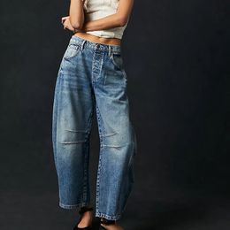 Cropped Jeans for Women y2k Aesthetic Solid Colour Low Waist Baggy Denim Trousers 2000s Fashion Boyfriend Tapered Pants 2404191