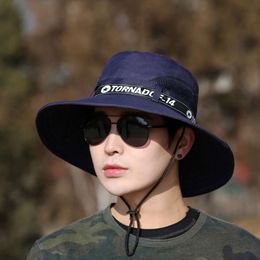 Summer New Breathable Letter Trendy Men's Sun Mountaineering Fishing Hat UV Protection