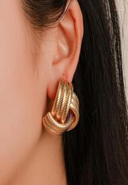 Stud Big Knotted Earrings Exaggerated Rope Pattern For Women Earing Jewelry Earings Gold Silver Color Earring CF1128601885