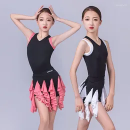 Stage Wear 2024 Latin Dance Costume Girls Prom Dresses Rumba Samba Dancing Competition Clothes Children ChaCha Practice Dancewear YS5351