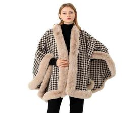 Scarves 2022 autumn and winter imitation Rex rabbit hair super large fur collar thousand bird lattice Wool Shawl Scarf cloak coat 3318963