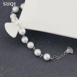 Charm Bracelets SUQI Summer Round Shell Pearl For Women Fashion Adjustable Party Dress Decoration Beaded Stone Jewellery