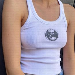 Women's T Shirts 2000s Aesthetic Cute Baby Tee Kawaii Alphabet Print O-neck Sleeveless Tank Top Y2k Clothes Punk Grunge Fairy Slim Crop Vest