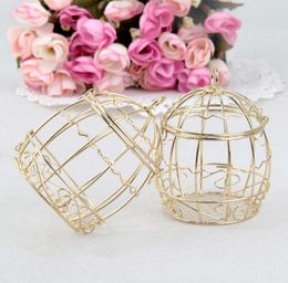 Gold Wedding Favour Box European creative romantic wrought iron birdcage wedding candy box tin box for Wedding Favors2370140