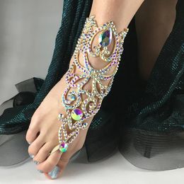 Stonefans Hollow Crystal Belly Dance Anklet Performance Accessories Fashion Lady Barefoot Sandals Anklet Bracelet Design Jewellery 240419