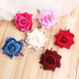 Decorative Flowers 5pcs Simulation Velvet Rose Flower Head Backdrop Decor Flore Wedding Wall Home Decoration Silk Peony Props