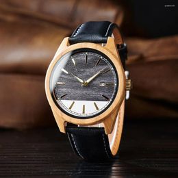 Wristwatches Men Watches Genuine Leather Quartz Wrist Watch BOBO BIRD Top Man Business Calendar Date Luminous Reloj Hombre