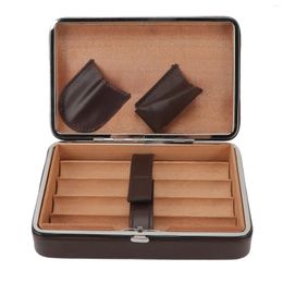 Storage Bags Holder Case Leather Environmentally Friendly Humidifier Box Soft Cedarwood Lining Hand Stitched For 4 Count Cigars