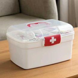 NQND First Aid Supply Large Capacity Medicine Organiser Storage Container Family First Aid Chest Portable Emergency Kit Box d240419