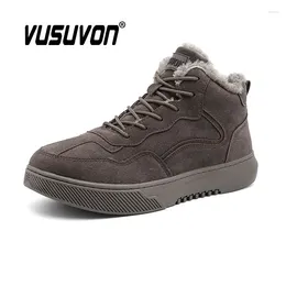 Casual Shoes Winter Men Boots Warm Snow 2024 Fashion Male Comfortable Outdoor Walking Genuine Leather Plush Sneakers