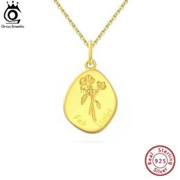 Pendant Necklaces ORSA JEWELS Exquisite 925 Sterling Silver 12 Birthday Flower Pendant for Women 14K Gold Handmade Necklace Birthday Gifts APN33 240419