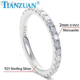 Solitaire Ring 2mm D Colour Full Moissanite Rings Wedding Band 925 Sterling Silver Eternity Band Engagement Rings For Women Jewellery Gifts d240419